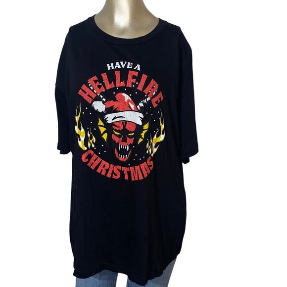 Stranger Things Netflix T- Shirt 2X Unisex Black Short Sleeve Hellfire MadEngine - Picture 2 of 6
